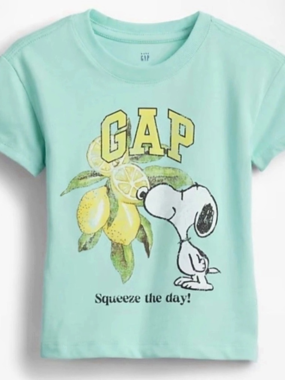 Gap x Peanuts Snoopy “Squeeze the Day!” Lemon 🍋 Positivity Graphic Tee